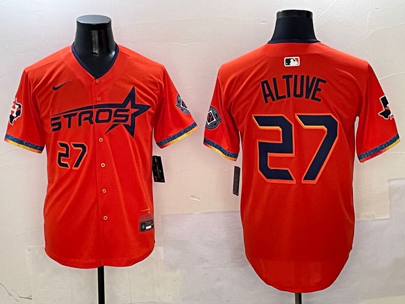 Men Houston Astros #27 Altuve Orange Fourth generation Joint Name Nike 2025 MLB Jersey style 5